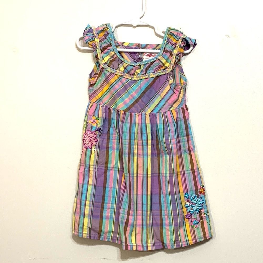 Flapdoodles Multicolored Girls Striped Pink Blue Sleeveless Casual Tank Dress 5